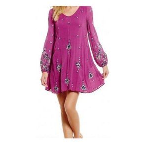 Free People Oxford Embroidered Mini Dress Purple S